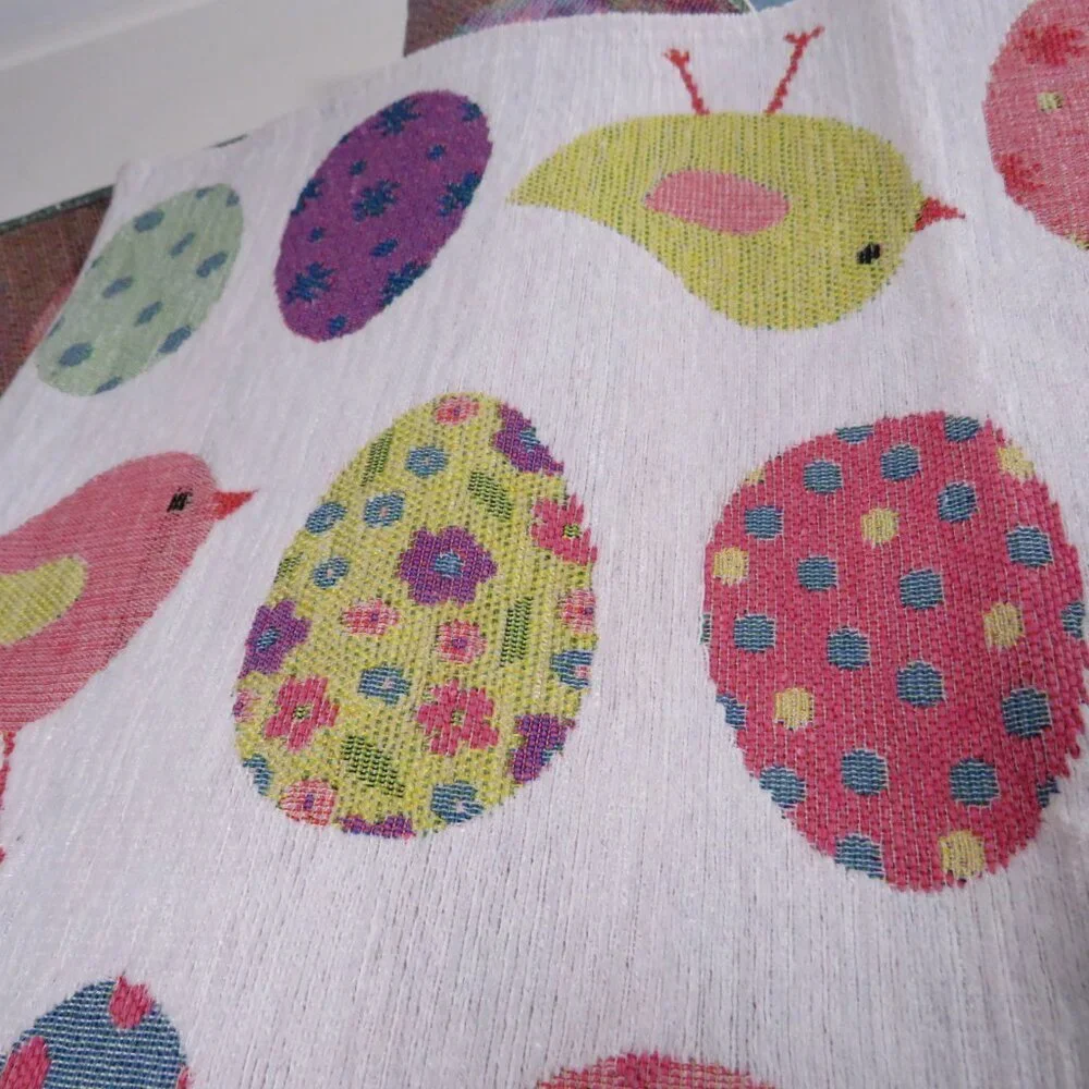 Easter Spring White with Eggs Chicks 13x72 in 6 ft Table Runner